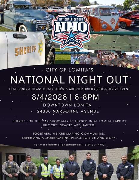 Lomita National Night Out Car Show flyer August 2026